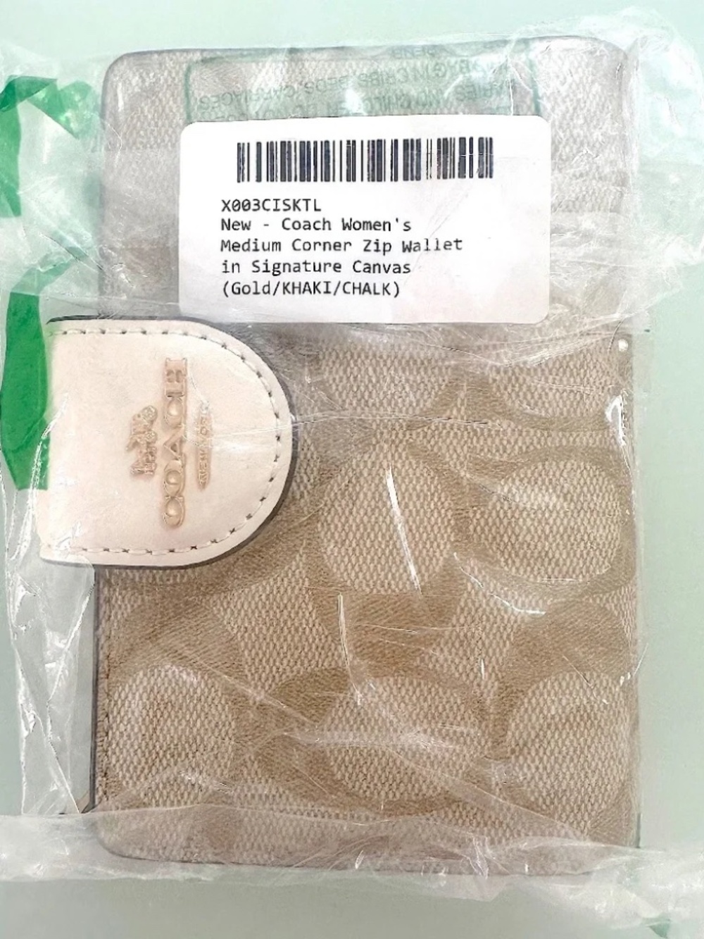 COACH Wallet Medium Corner Zip in BEIGE/WHITE/GOLD (NEW)